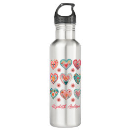 Cute Valentine Heart Pattern Waterfles