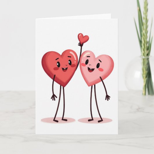 Cute Valentine Hearts Card Kaart (Voorkant)