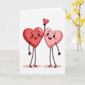 Cute Valentine Hearts Card Kaart (Gele Bloem)