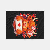 Cute Valentine Highland Cow With Heart Bow Western Fleece Deken (Voorkant (Horizontaal))