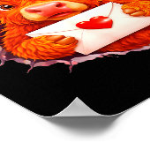 Cute Valentine Highland Cow With Heart Bow Western Poster (Hoek)