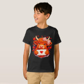 Cute Valentine Highland Cow With Heart Bow Western T-shirt (Voorkant volledig)