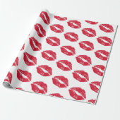 Cute Valentine Kisses Pattern Wrapping Paper Cadeaupapier (Uitgerold)