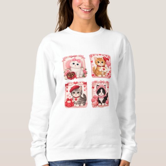 Cute Valentine Kittens Cozy Sweatshirt (Voorkant)