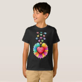 Cute Valentine Love Sunflower Hearts Candy For Gir T-shirt (Voorkant volledig)