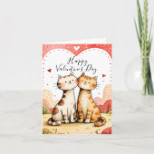 Cute Valentine’s Cat Card Feestdagen Kaart (Voorkant)