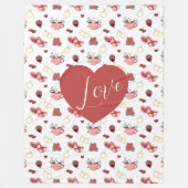 Cute Valentine`s Day Blanket With A Red Heart Fleece Deken (Voorkant)