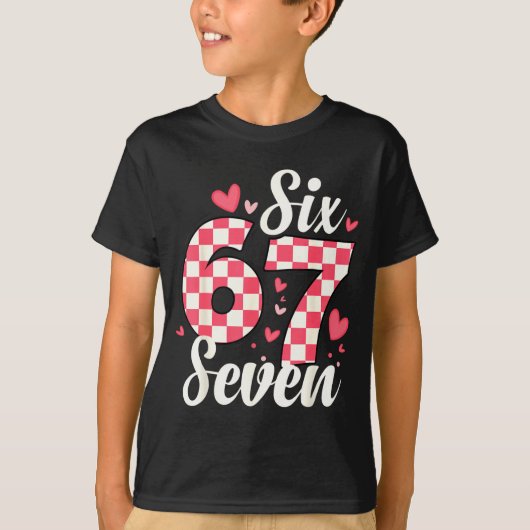 Cute Valentine Six Seven Checkerboard Love Nk Hear T-shirt (Voorkant)