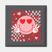 Cute Valentine Smile Face Smiling Checkered Patter Magneet (Voorkant)