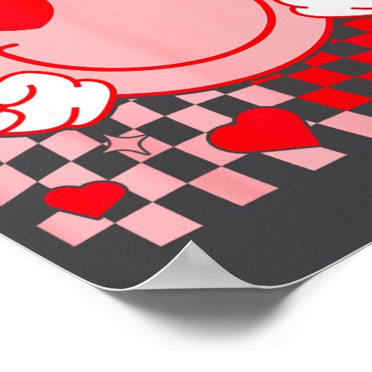 Cute Valentine Smile Face Smiling Checkered Patter Poster (Hoek)