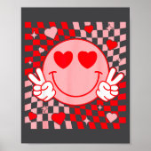 Cute Valentine Smile Face Smiling Checkered Patter Poster (Voorkant)