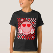 Cute Valentine Smile Face Smiling Checkered Patter T-shirt (Voorkant)