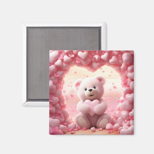 Cute Valentine Teddy Bear Magnet  (Voorkant / Achterkant)