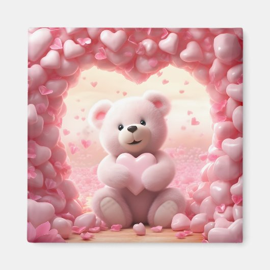 Cute Valentine Teddy Bear Magnet (Voorkant)