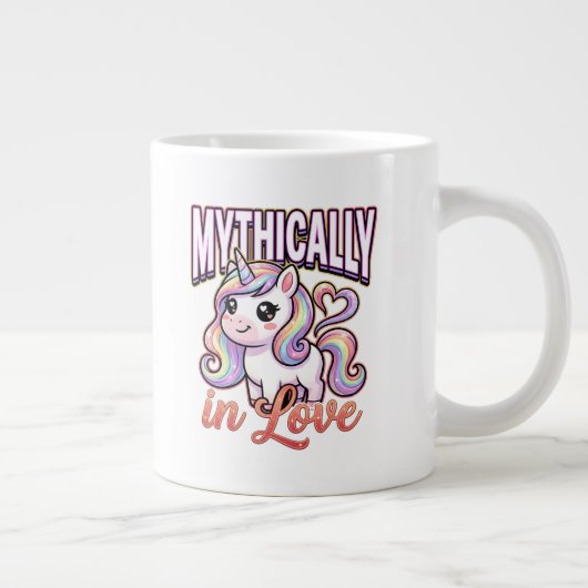 Cute Valentine Unicorn – Mythically in Love Grote Koffiekop (Rechts)