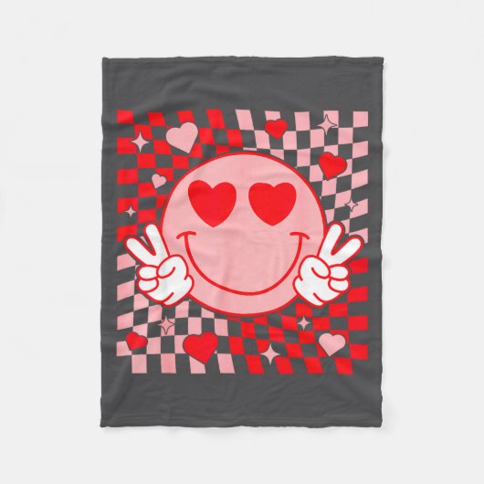 Cute Valentine Vibes Groovy Valentine Day Men Wome Fleece Deken (Voorkant)