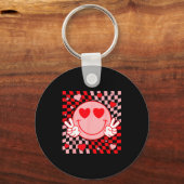 Cute Valentine Vibes Groovy Valentine Day Men Wome Sleutelhanger (Voorkant)