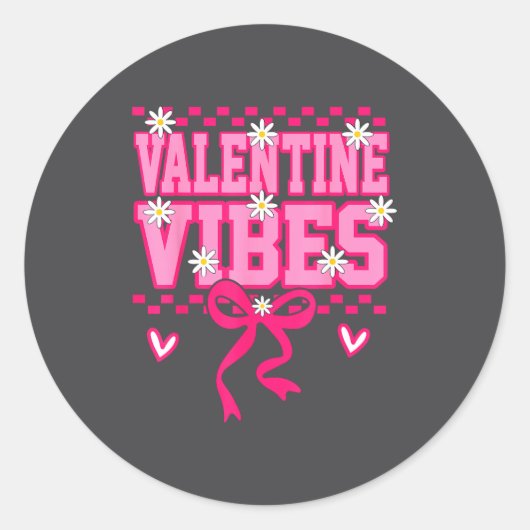 Cute Valentine Vibes Smile Face Valentines Day Gir Ronde Sticker (Voorkant)