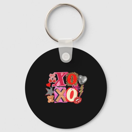 Cute Valentine Xoxo Funny Valentine Hearts Lover G Sleutelhanger (Voorkant)