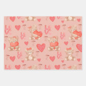 Cute Valentines Brown Teddy Bear Seamless Pattern Inpakpapier Vel (Voorkant)