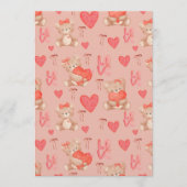 Cute Valentines Brown Teddy Bear Seamless Pattern Kaart (Voorkant)