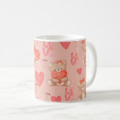 Cute Valentines Brown Teddy Bear Seamless Pattern Koffiemok (Voorkant rechts)