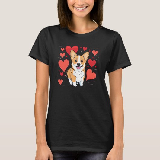 Cute Valentines Corgi Cool Pembroke Welsh Corgi  1 T-shirt (Voorkant)