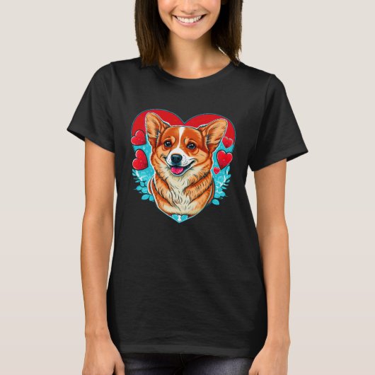 Cute Valentines Corgi Cool Pembroke Welsh Corgi T-shirt (Voorkant)