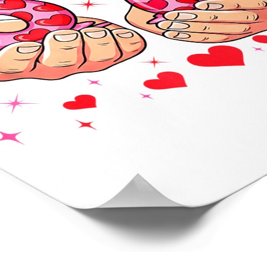 Cute Valentines Day 67 Hearts Funny Six Seven Meme Poster (Hoek)