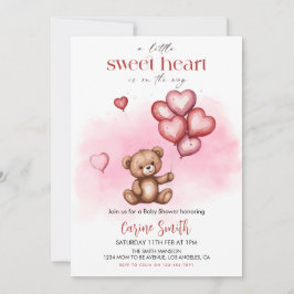 Cute Valentine's Day Baby Shower Bear Hearts  Kaart