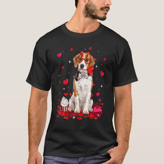 Cute Valentine's Day Beagle Dog Heart Costume T-shirt (Voorkant)