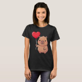 Cute Valentine's Day Capybara Holding Heart Balloo T-shirt (Voorkant volledig)