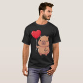 Cute Valentine's Day Capybara Holding Heart Balloo T-shirt (Voorkant volledig)