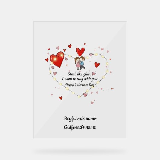 Cute Valentine's day couple hearts custom Acryl Bord (Voorkant)