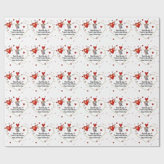 Cute Valentine's day couple hearts custom Cadeaupapier (Vlak)