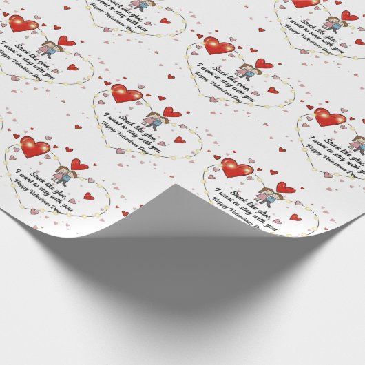 Cute Valentine's day couple hearts custom Cadeaupapier (Hoek)