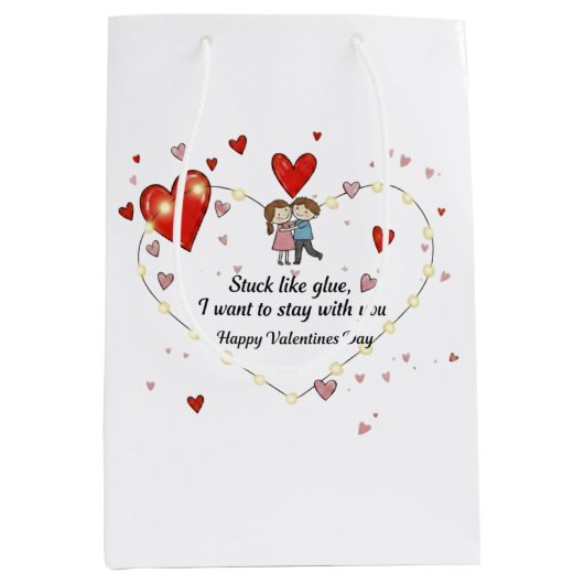 Cute Valentine's day couple hearts custom Medium Cadeauzakje (Voorkant)