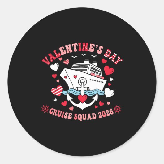 Cute Valentines Day Cruise 2026 Matching Cruise Fo Ronde Sticker (Voorkant)