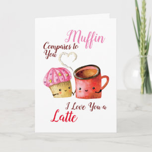 Cute Valentine's Day Cupcake and Coffee Mug Couple Kaart