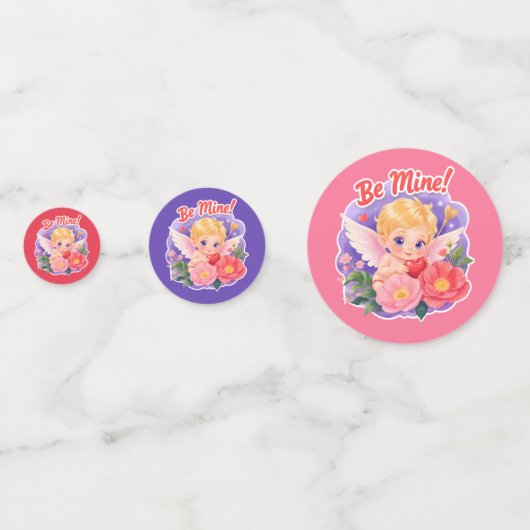 Cute Valentine's Day Cupid with "Be Mine" Confetti (Voorkanten)