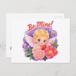 Cute Valentine's Day Cupid with "Be Mine" Feestdagenkaart