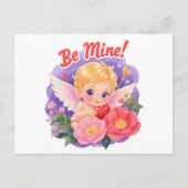 Cute Valentine's Day Cupid with "Be Mine" Feestdagenkaart (Voorkant)