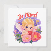 Cute Valentine's Day Cupid with "Be Mine" Feestdagenkaart (Voorkant)