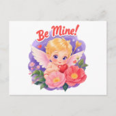 Cute Valentine's Day Cupid with "Be Mine" Feestdagenkaart (Voorkant)