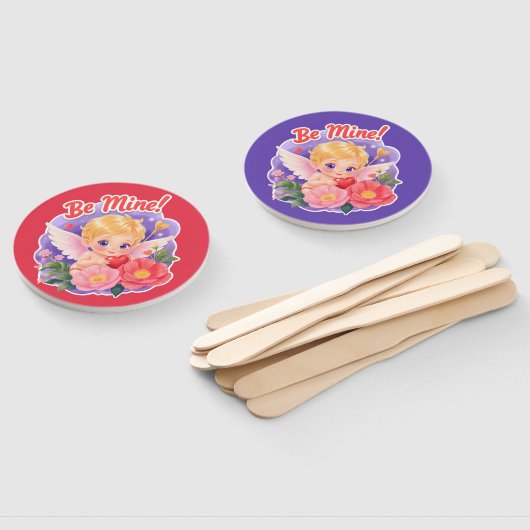 Cute Valentine's Day Cupid with "Be Mine" Handwaaier (Niet-gemonteerd)