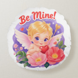 Cute Valentine's Day Cupid with "Be Mine" Rond Kussen