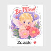 Cute Valentine's Day Cupid with "Be Mine" Sticker (Vel)
