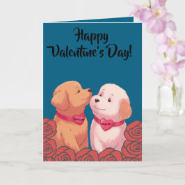 cute Valentine's Day dogs Folded Greeting Card Kaart