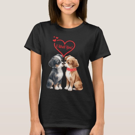 cute Valentine's Day dogs Folded Greeting Card T-shirt (Voorkant)
