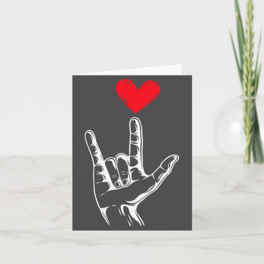 Cute Valentines Day I Love You Hand Sign Language  Kaart (Voorkant)